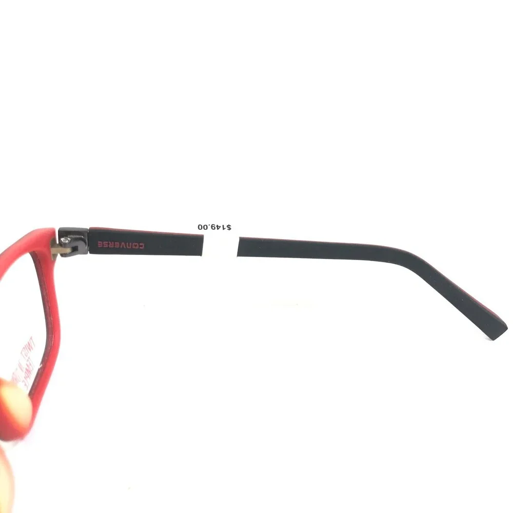 Converse Kids Eyeglasses Frames K020 BLACK Red Square Full Rim 48-16-130